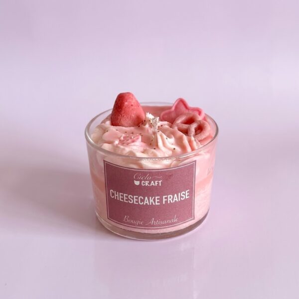 Bougie artisanale cheesecake fraise