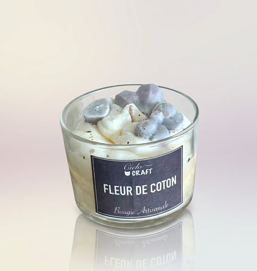 Bougie fleur de coton artisanale